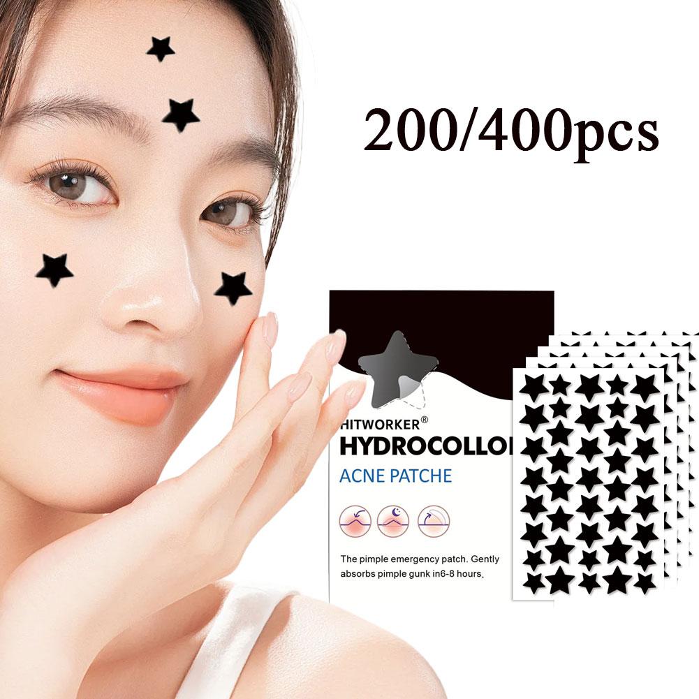 Face Moisturizer - 200/400Pcs Black Star Hydrocolloid Acne Patches