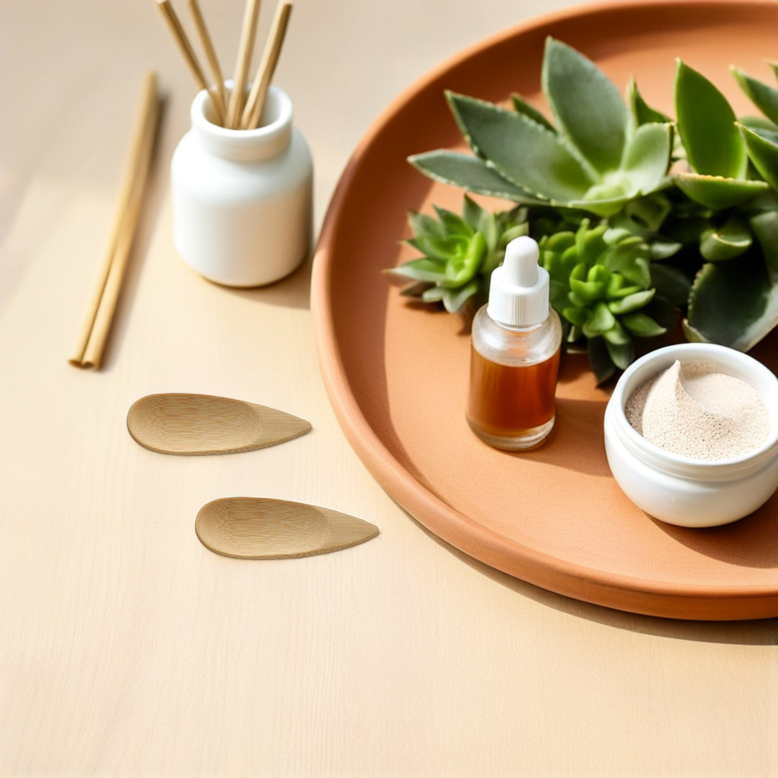 20Pcs Bamboo Facial Cream Scoo - Face Mask Skincare ulasan dan harga