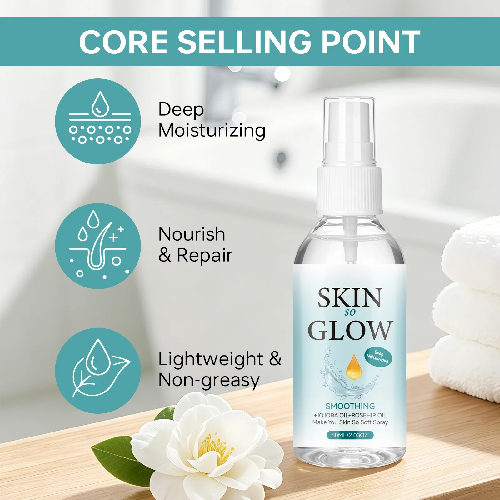 Glow Body Oil Spray 60ml with  - Face Oil Rosehip ulasan dan harga