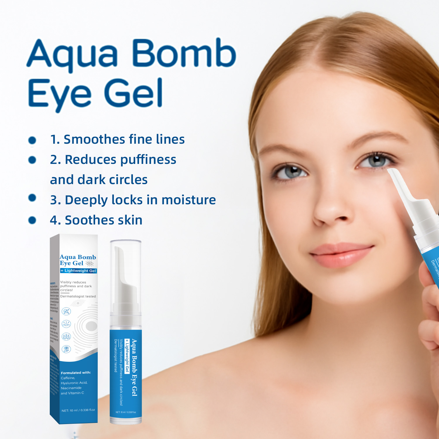Aqua Cooling Eye Gel Caffeine  - Vitamin C Serum ulasan dan harga
