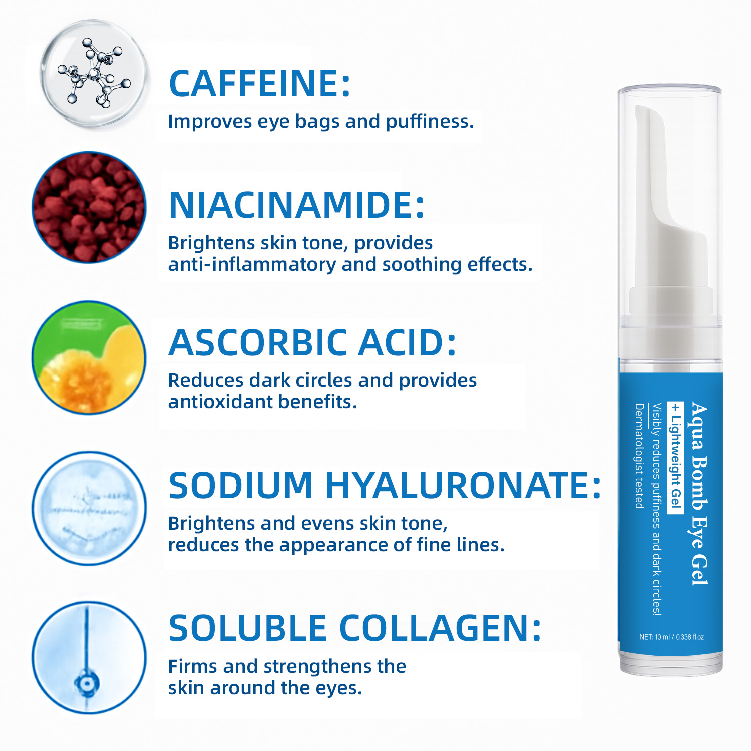 Aqua Cooling Eye Gel Caffeine  - Vitamin C Serum ulasan dan harga
